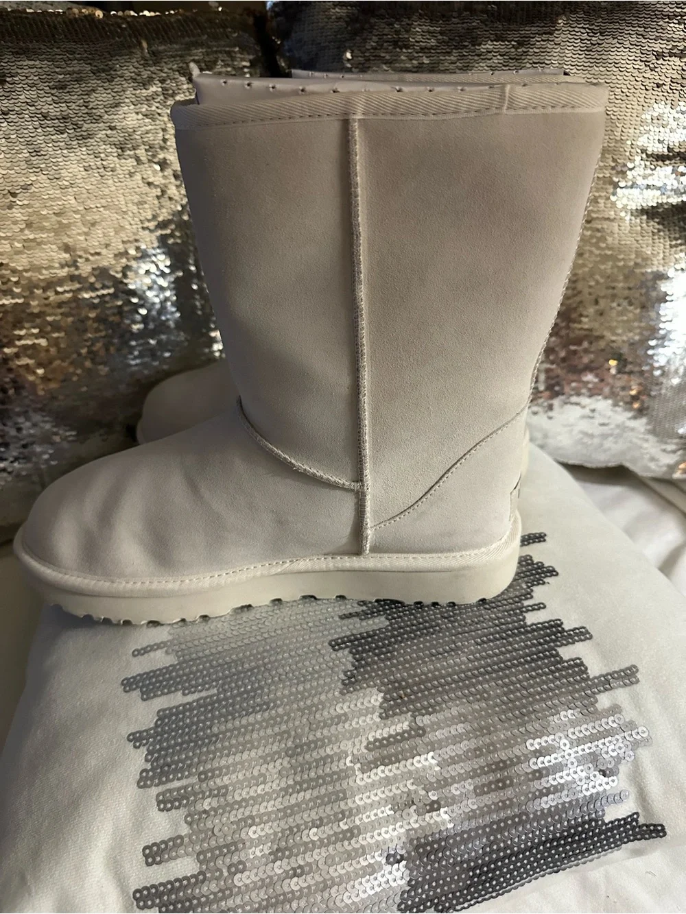 UGG Kids Cream Mid-Calf Logo Winter Boots